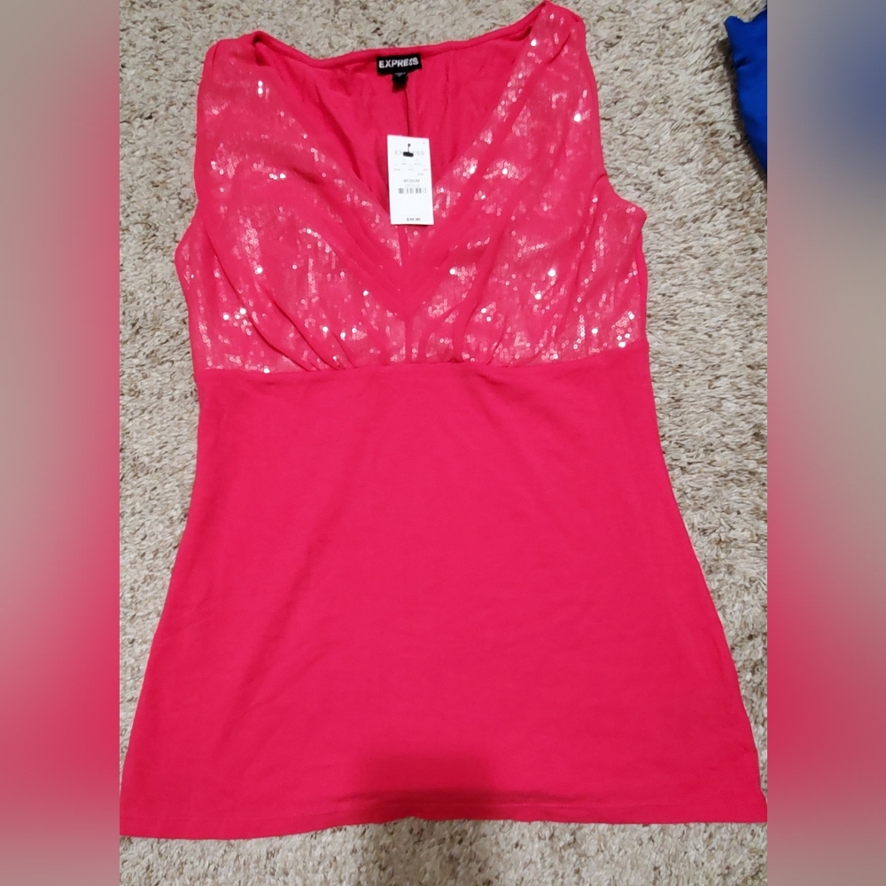 NWT Express Sequin V-Neck Tank